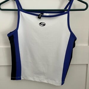 H&M White and Blue Top